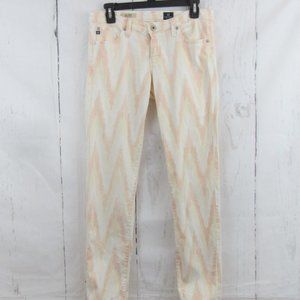 Adriano Goldschmied Size 28R The Stilt Jeans Orange White Chevron Cigarette Leg